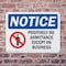 Signmission Positively No Admittance Except On Business OSHA Notice Sign, Plastic, 14in W x 10in L, 2PK OS-2PACK-NS-P-1014-L-16392 - alternate 4
